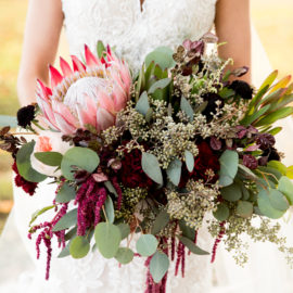 King Protea - Deep Red and Green Bouquet