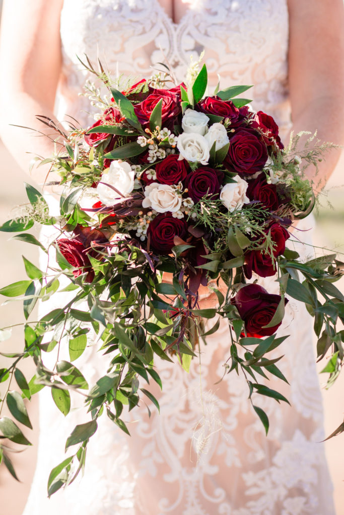 Red and White Roses Wedding Bouquet - Mickey Mouse