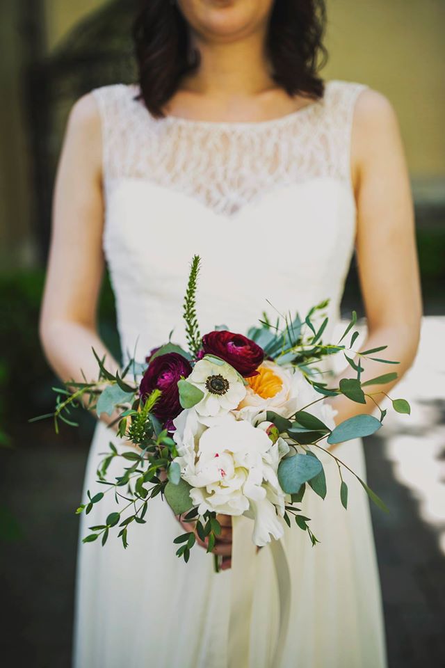 Deep Red and white bouquet