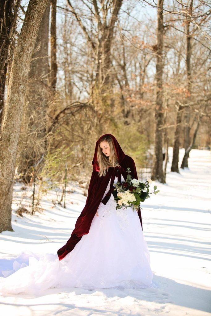 Red Velvet Cape - Lace Wedding Gown - Winter Wedding