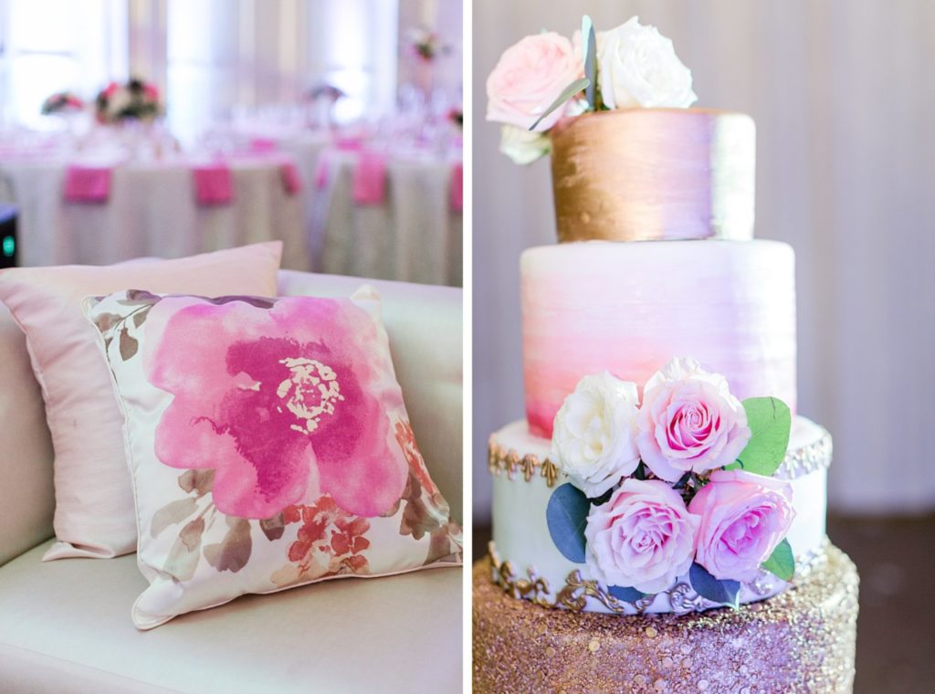 Modern Glam Wedding - Pink & Gold Wedding Cake