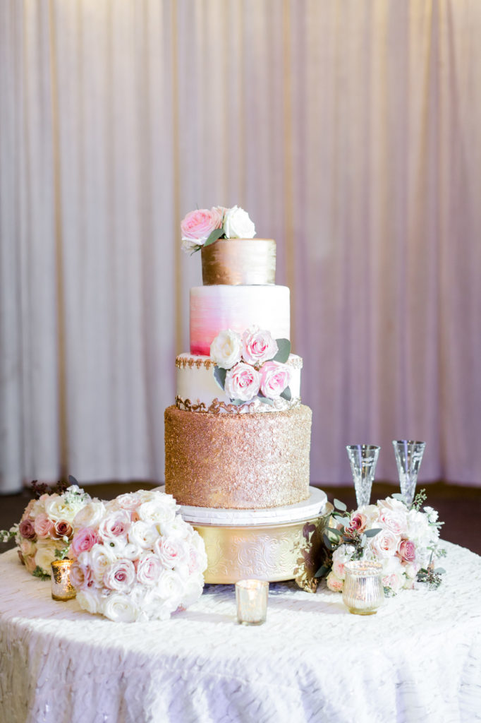 Modern Glam Wedding - Pink & Gold Wedding Cake
