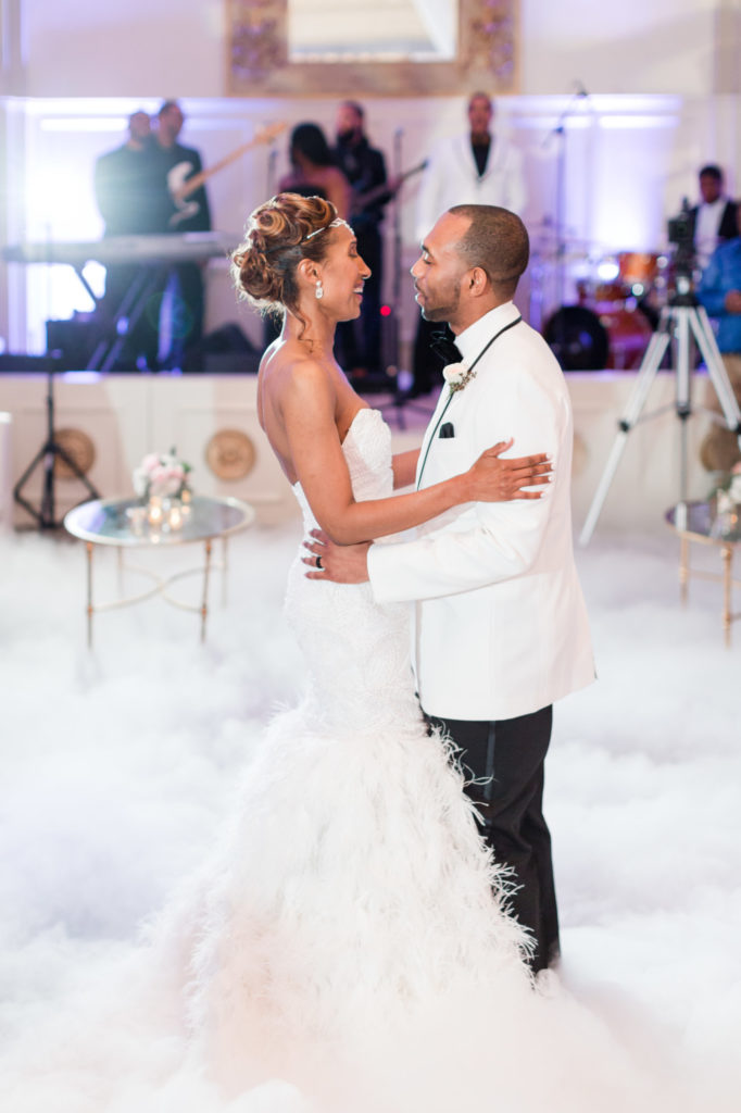 Modern Glam Wedding - Ostrich Feather Wedding Dress First Dance