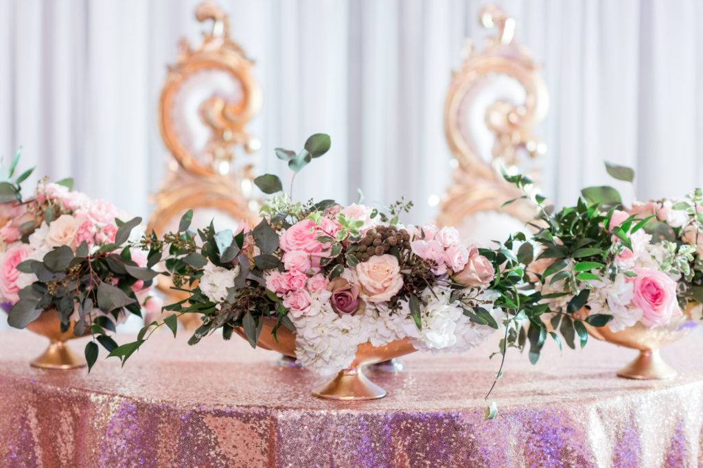 Modern Glam Wedding - Black Tie Affair Pops of Pink Sweetheart Table