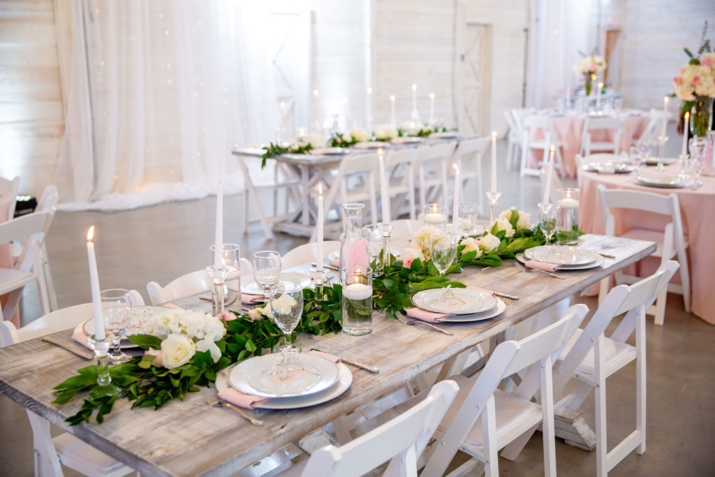 Head Table - Pink & White Wedding - White Dove Barn-Music Tree Entertainment-Twila's Photography