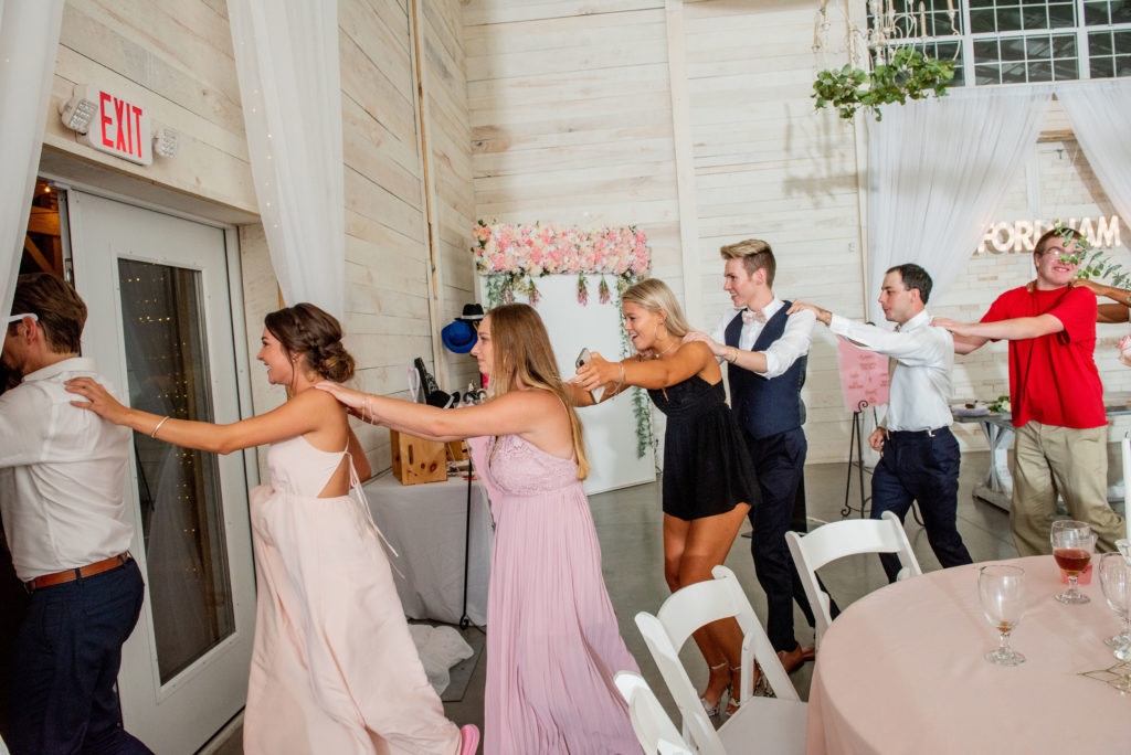 Conga Line - Pink & White Wedding - White Dove Barn-Music Tree Entertainment-Twila's Photography