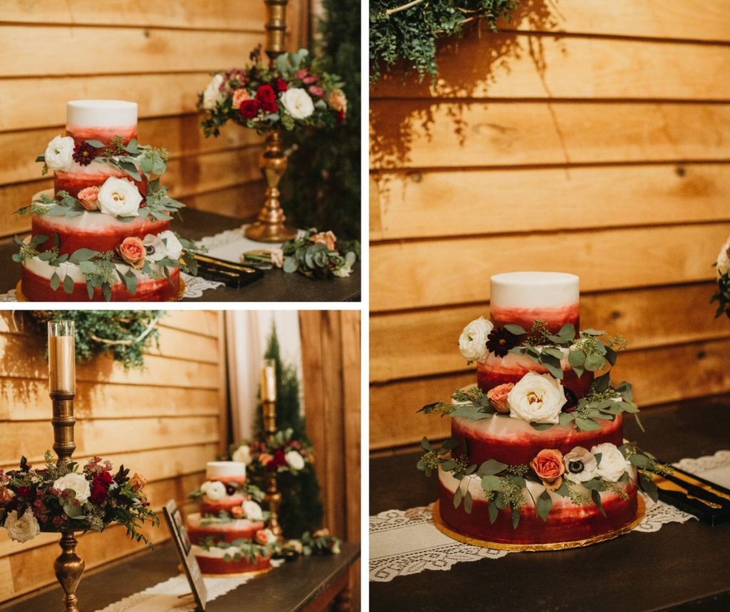 Wine Ombre Wedding Cake Botanical Classic Wedding