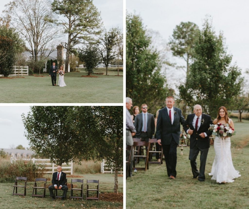 Bride Walking Down Aisle - Wine & Navy Wedding