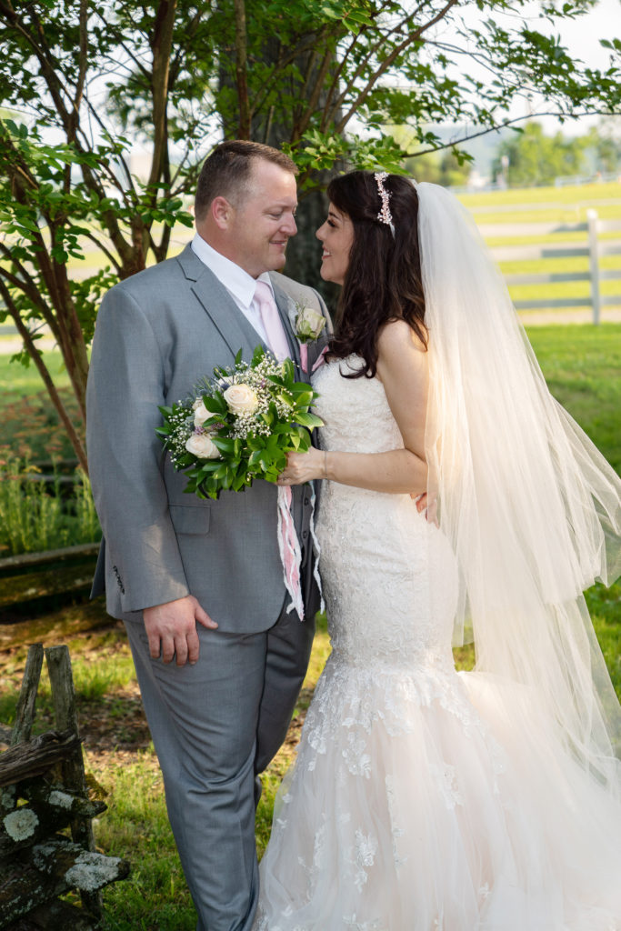 Blush & Grey Wedding Reception - Bride & Groom