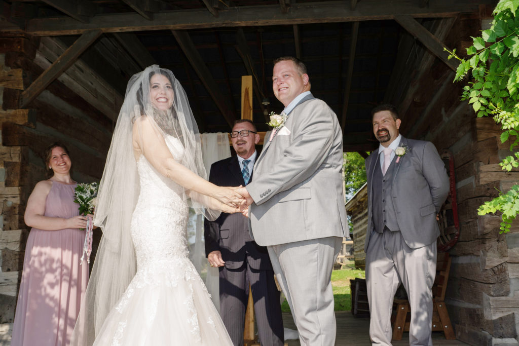 Blush & Grey Wedding Reception - Bride & Groom