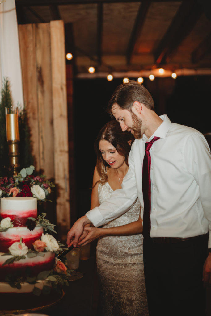 Wine Ombre Wedding Cake Botanical Classic Wedding