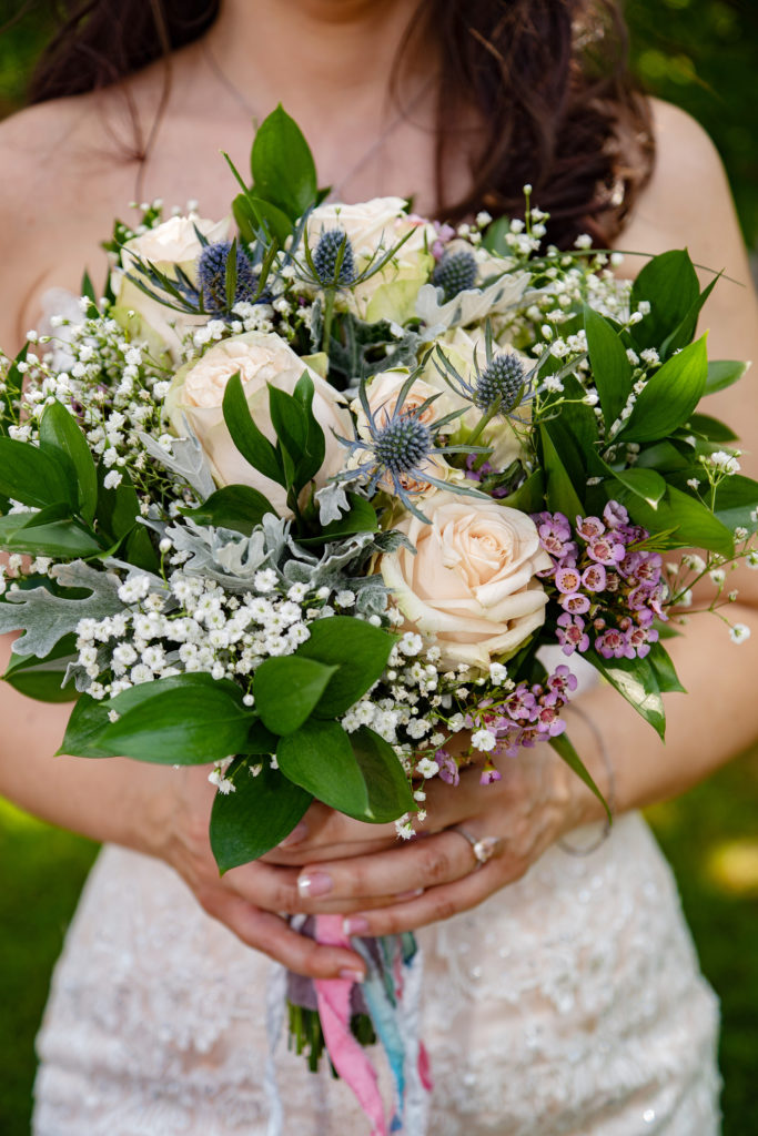 Blush & Grey Wedding - White Rose Bouquet