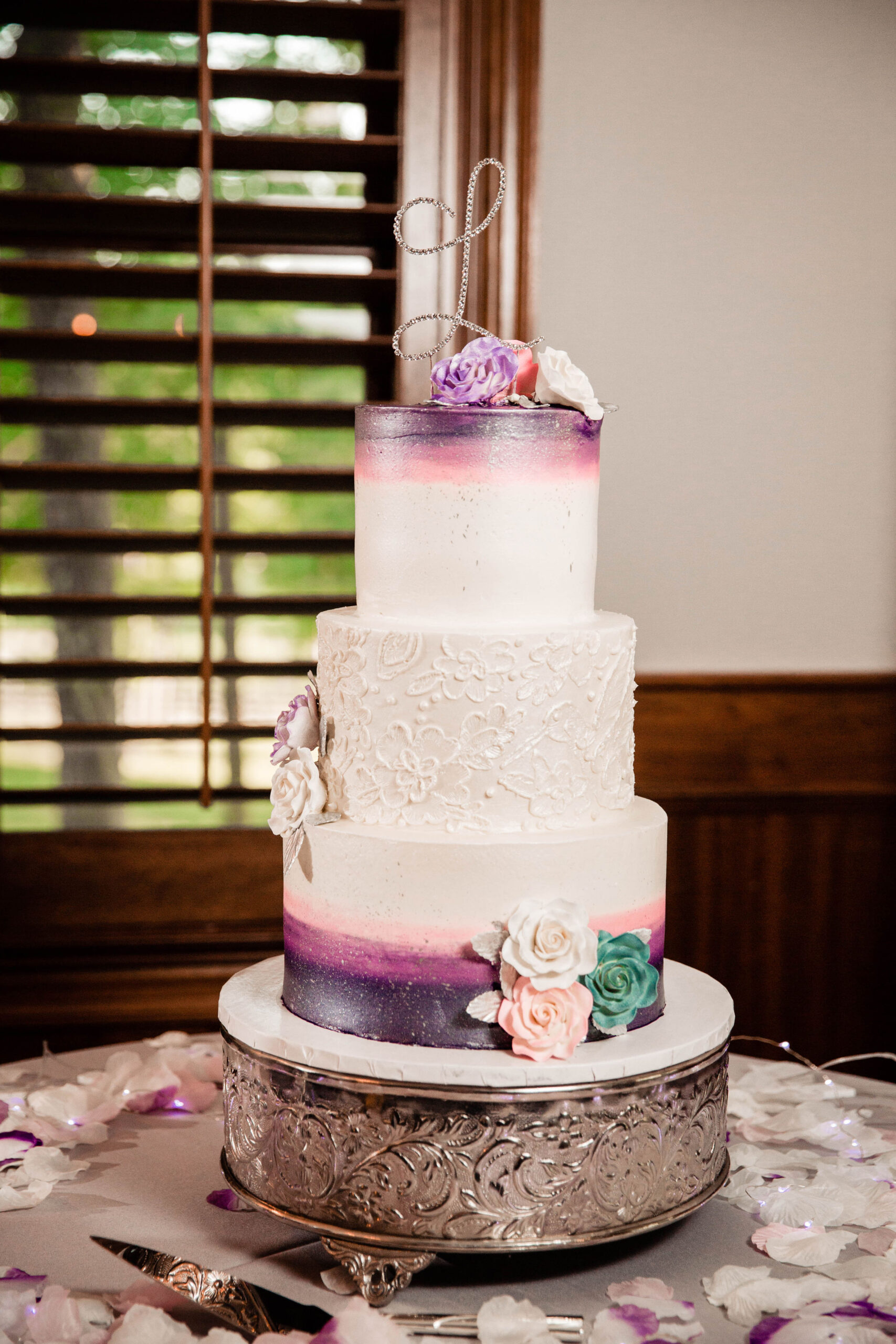 Purple Ombre Wedding Cake