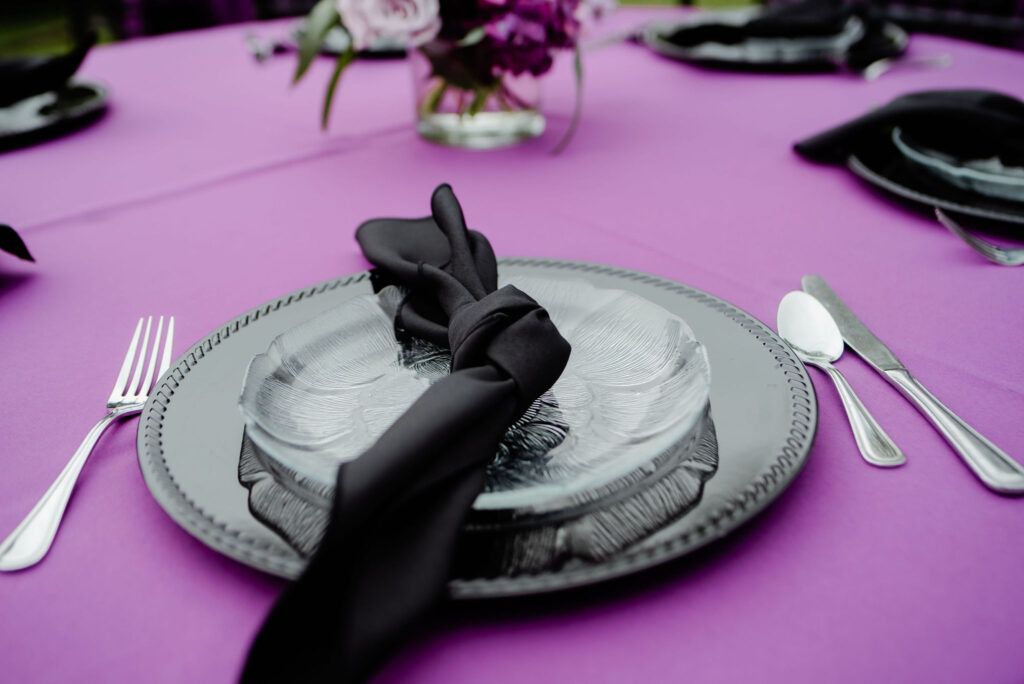 Purple and Black Table with Black China Modern Garden - Plum & Black