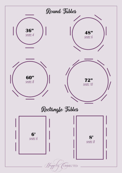 Wedding Planning Tools - Table Sizes & Seating - Happily Connected